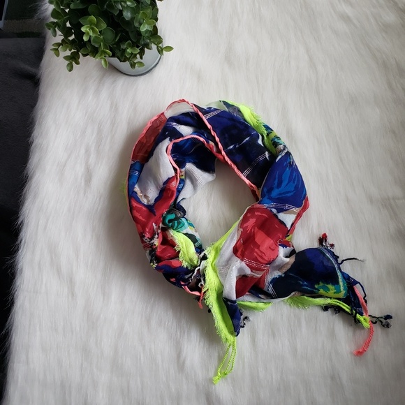 LOFT Neon Flower Scarf - Picture 1 of 8